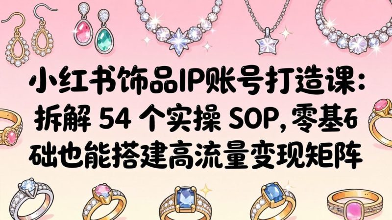 小红书饰品IP账号打造课：拆解 54 个实操 SOP，零基础也能搭建高流量变现矩阵 - 严选资源大全 - 严选资源大全
