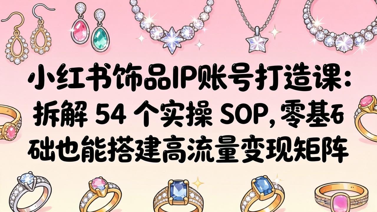 小红书饰品IP账号打造课：拆解 54 个实操 SOP，零基础也能搭建高流量变现矩阵 - 严选资源大全