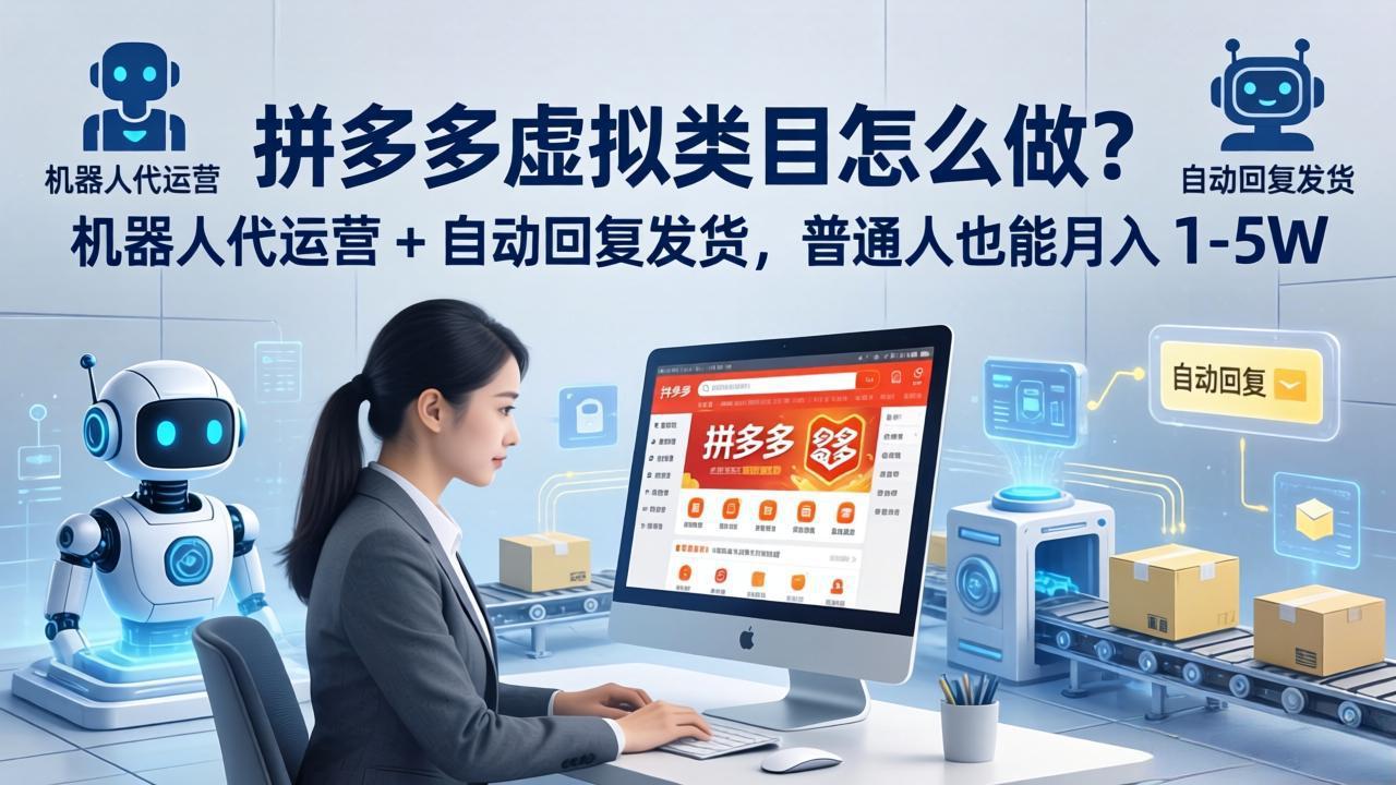 拼多多虚拟类目怎么做？机器人代运营 + 自动回复发货，普通人也能月入 1-5W - 严选资源大全