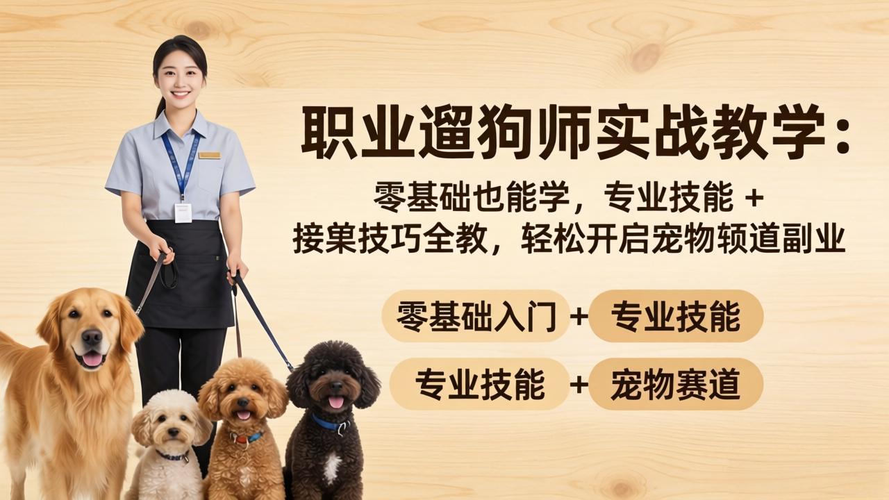 职业遛狗师实战教学：零基础也能学，专业技能 + 接单技巧全教，轻松开启宠物赛道副业 - 严选资源大全