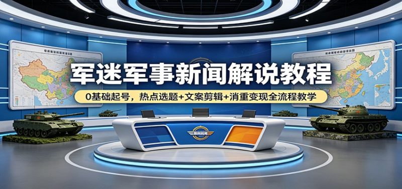 军迷军事新闻解说教程：0基础起号，热点选题+文案剪辑+消重变现全流程教学 - 严选资源大全 - 严选资源大全