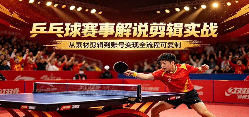 乒乓球赛事解说剪辑实战，从素材剪辑到账号变现全流程可复制 - 严选资源大全