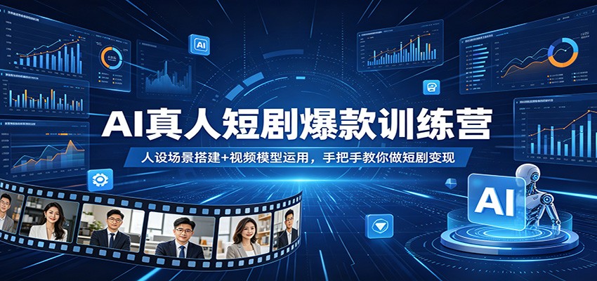 AI真人短剧爆款训练营：人设场景搭建+视频模型运用，手把手教你做短剧变现 - 严选资源大全