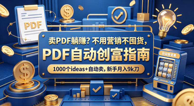 卖PDF躺賺？不用营销不囤货，PDF自动创富指南，1000个ideas+自动卖，新手月入9k刀【原创双语字幕】 - 严选资源大全