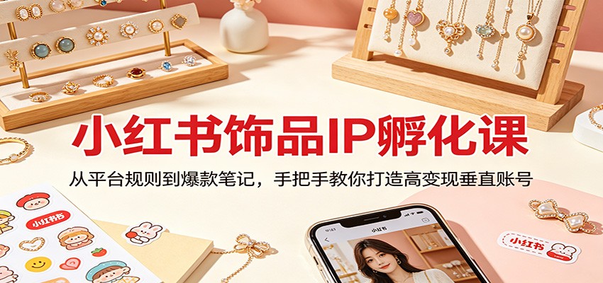 小红书饰品IP孵化课：从平台规则到爆款笔记，手把手教你打造高变现垂直账号 - 严选资源大全