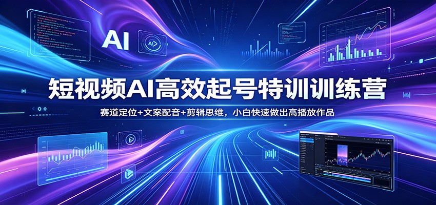 短视频AI高效起号特训训练营：赛道定位+文案配音+剪辑思维，小白快速做出高播放作品 - 严选资源大全