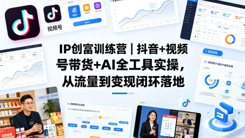 IP创富训练营｜抖音+视频号带货+AI全工具实操，从流量到变现闭环落地 - 严选资源大全