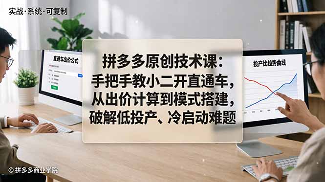 拼多多原创技术课：手把手教小二开直通车，从出价计算到模式搭建，破解低投产、冷启动难题 - 严选资源大全