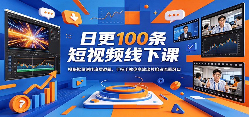 日更100条短视频线下课：揭秘批量创作底层逻辑，手把手教你高效出片抢占流量风口 - 严选资源大全