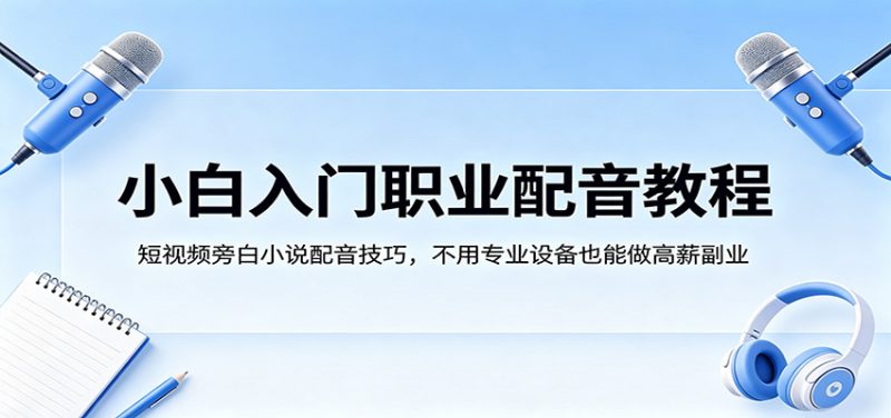小白入门职业配音教程，短视频旁白小说配音技巧，不用专业设备也能做高薪副业 - 严选资源大全 - 严选资源大全
