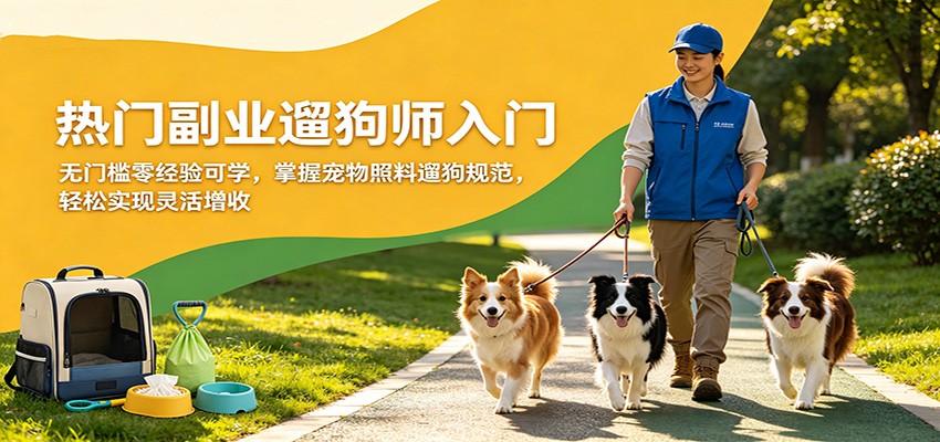 热门副业遛狗师入门，无门槛零经验可学，掌握宠物照料遛狗规范，轻松实现灵活增收 - 严选资源大全