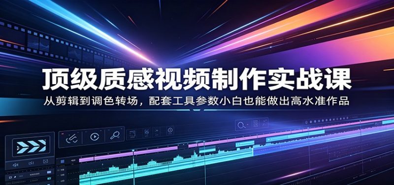 顶级质感视频制作实战课：从剪辑到调色转场，配套工具参数小白也能做出高水准作品 - 严选资源大全 - 严选资源大全