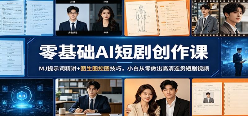 零基础AI短剧创作课：MJ提示词精讲+图生图控图技巧，小白从零做出高清连贯短剧视频 - 严选资源大全 - 严选资源大全