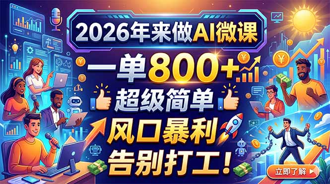 2026年来做AI微课，一单800+，超级简单，风口暴利，告别打工！ - 严选资源大全