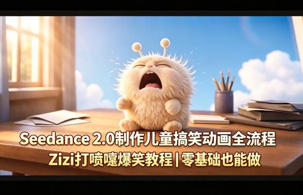 Seedance 2.0制作儿童搞笑动画全流程Zizi打喷嚏爆笑教程｜零基础也能做 - 严选资源大全