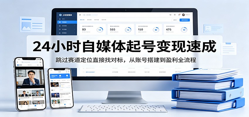 24小时自媒体起号变现速成，跳过赛道定位直接找对标，从账号搭建到盈利全流程 - 严选资源大全