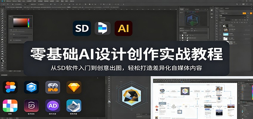 零基础AI设计创作实战教程：从SD软件入门到创意出图，轻松打造差异化自媒体内容 - 严选资源大全