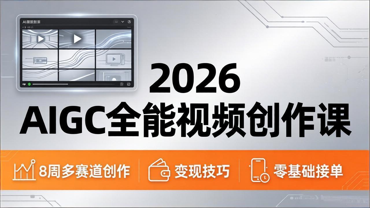 2026AIGC全能视频创作课，8周吃透多赛道创作+变现，零基础也能高效出片接单 - 严选资源大全