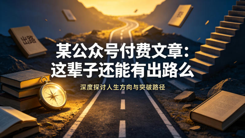 某公众号付费文章：这辈子还能有出路么 - 严选资源大全