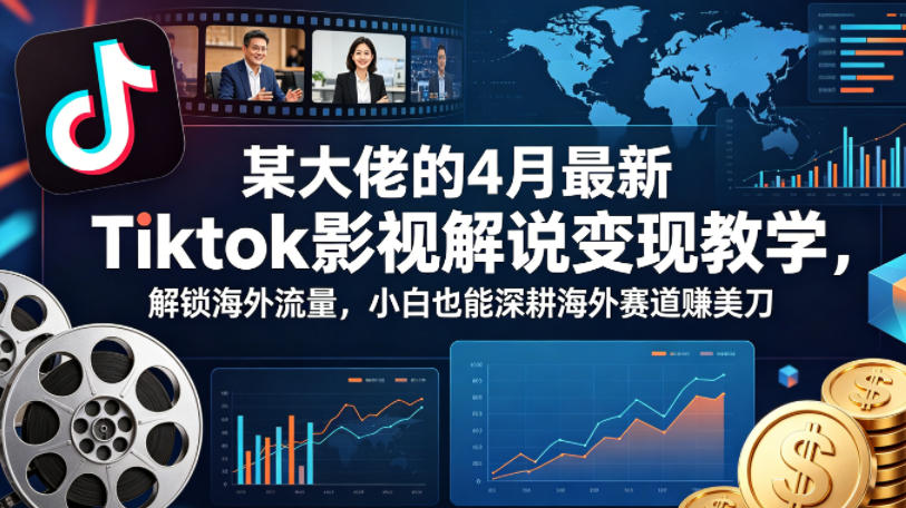 某大佬的4月最新Tiktok影视解说变现教学，解锁海外流量，小白也能深耕海外赛道賺美刀 - 严选资源大全