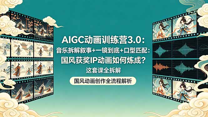 AIGC动画训练营3.0：音乐拆解叙事+一镜到底+口型匹配：国风获奖IP动画如何炼成？这套课全拆解 - 严选资源大全