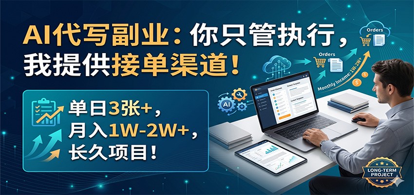 AI代写副业：你只管执行，我提供接单渠道！单日3张+，月入1W-2W+，长久项目 - 严选资源大全