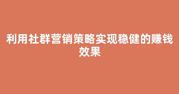 利用社群营销策略实现稳健的赚钱效果 - 严选资源大全
