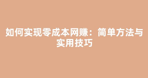 如何实现零成本网赚：简单方法与实用技巧 - 严选资源大全