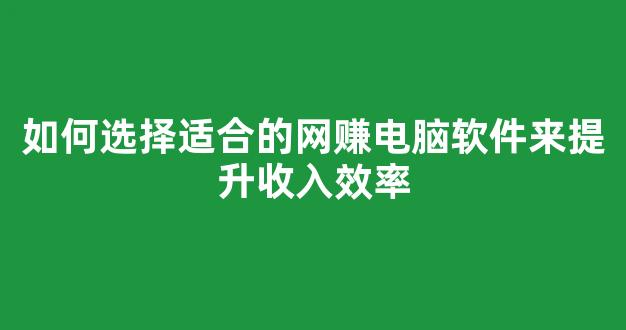 如何选择适合的网赚电脑软件来提升收入效率 - 严选资源大全