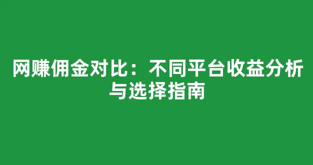 网赚佣金对比：不同平台收益分析与选择指南 - 严选资源大全