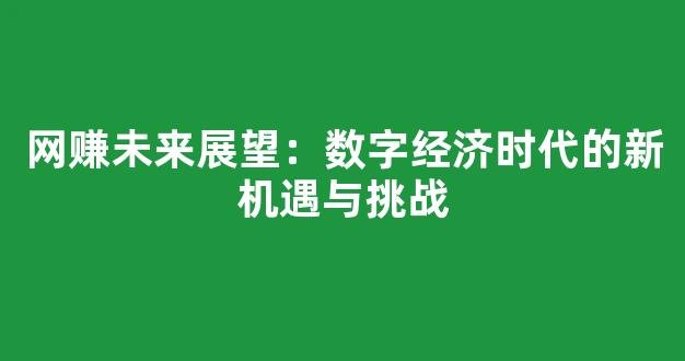 网赚未来展望：数字经济时代的新机遇与挑战 - 严选资源大全