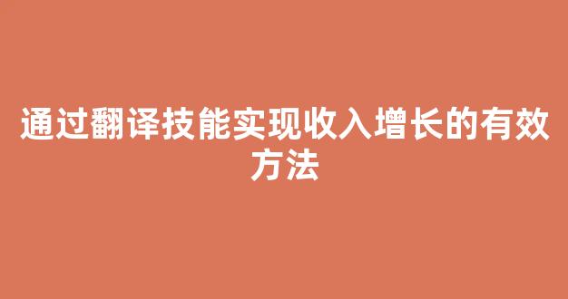 通过翻译技能实现收入增长的有效方法 - 严选资源大全