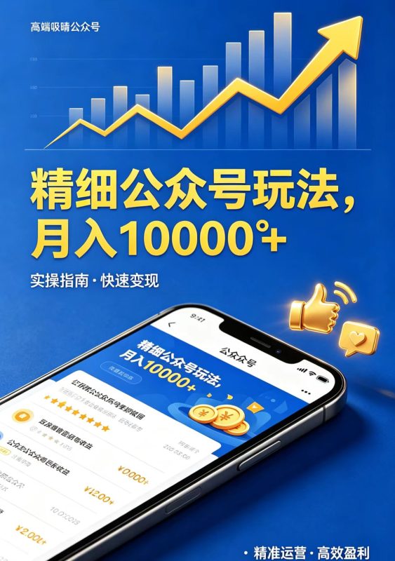 精细公众号玩法，月入10000+，实操指南，快速变现 - 严选资源大全 - 严选资源大全
