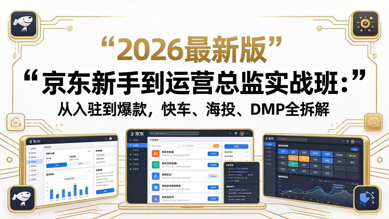 京东新手到运营总监实战班：从入驻到爆款，快车、海投、DMP全拆解，2026最新版 - 严选资源大全