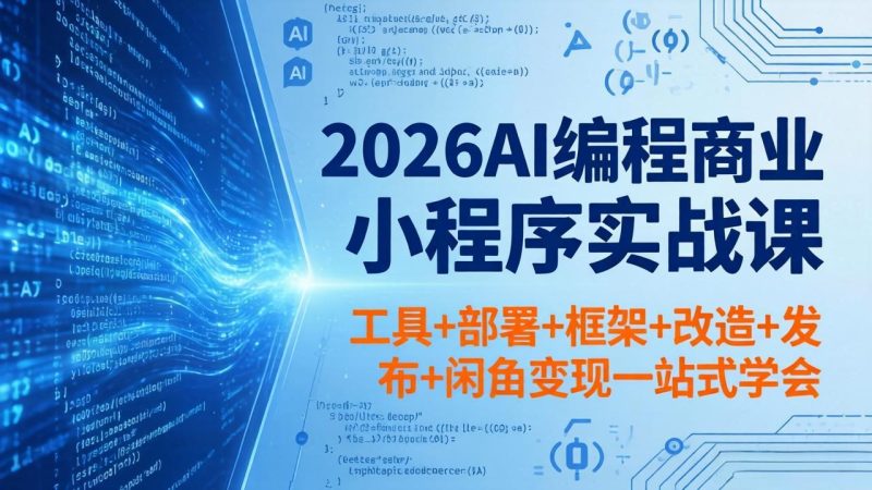 2026AI编程商业小程序实战课，工具+部署+框架+改造+发布+闲鱼变现一站式学会 - 严选资源大全 - 严选资源大全
