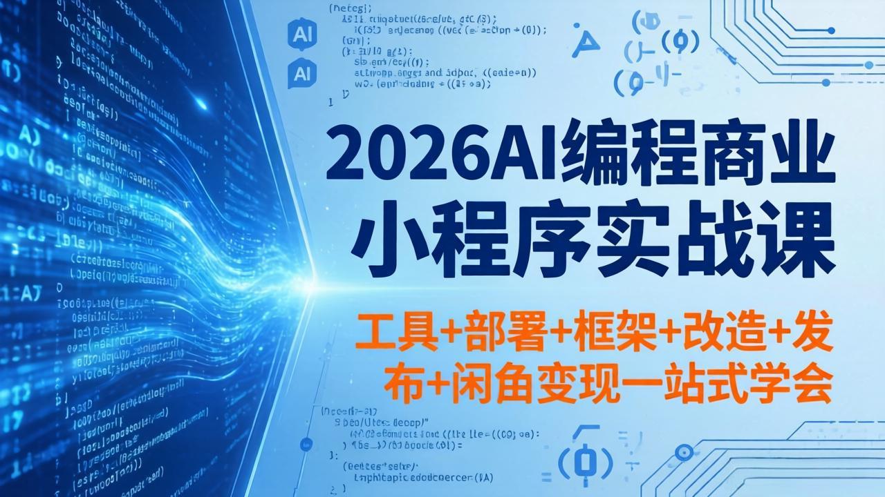 2026AI编程商业小程序实战课，工具+部署+框架+改造+发布+闲鱼变现一站式学会 - 严选资源大全