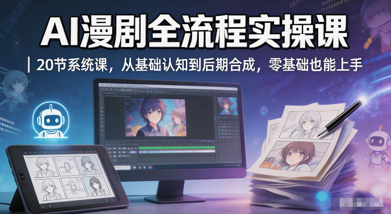 AI漫剧全流程实操课｜20节系统课，从基础认知到后期合成，零基础也能上手 - 严选资源大全