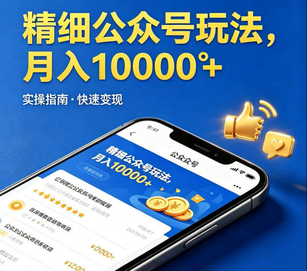 精细化公众号玩法，我们给你提供文章，你来负责发布，收益可观，月入1W+【揭秘】 - 严选资源大全
