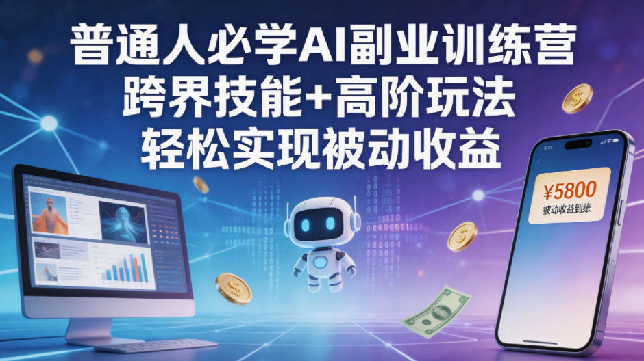 普通人必学AI副业训练营跨界技能+高阶玩法轻松实现被动收益 - 严选资源大全