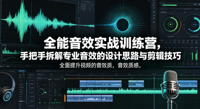全能音效实战训练营，手把手拆解专业音效的设计思路与剪辑技巧，全面提升视频的音效质感 - 严选资源大全