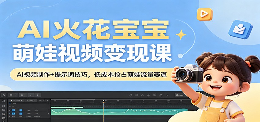 AI火花宝宝萌娃视频变现课：AI视频制作+提示词技巧，低成本抢占萌娃流量赛道 - 严选资源大全