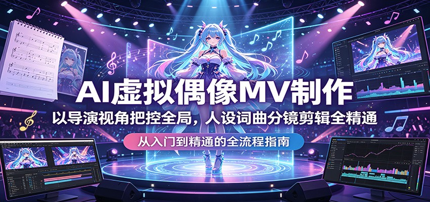 AI虚拟偶像MV制作：以导演视角把控全局，人设词曲分镜剪辑全精通 - 严选资源大全