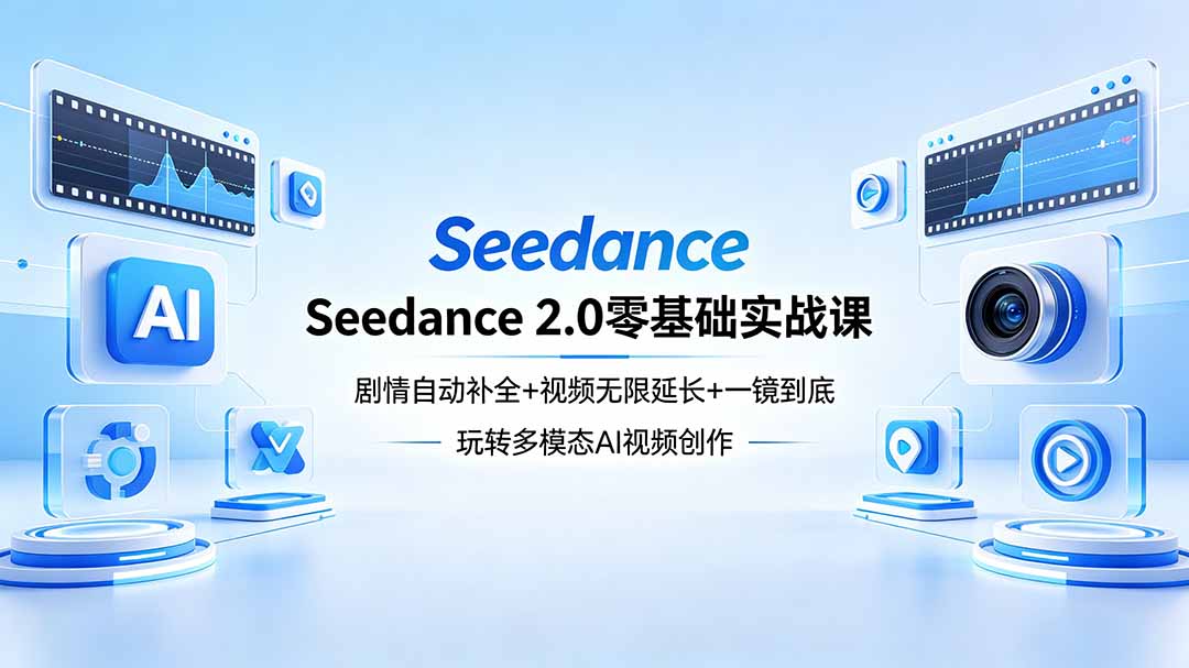 Seedance 2.0零基础实战课：剧情自动补全+视频无限延长+一镜到底：玩转多模态AI视频创作 - 严选资源大全