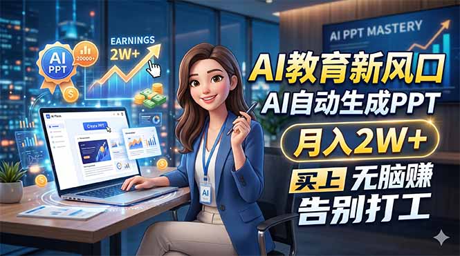 AI教育新风口，AI自动生成PPT，月入2W+，无脑赚，告别打工 - 严选资源大全