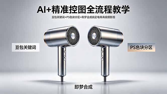 AI+精准控图全流程教学 豆包关键词+PS色块分区+即梦合成搞定电商高级摄影图 - 严选资源大全