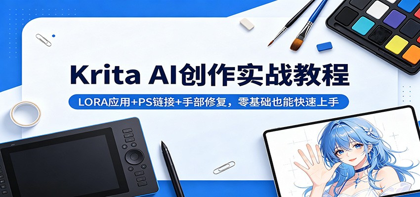 Krita AI创作实战教程：LORA应用+PS链接+手部修复，零基础也能快速上手 - 严选资源大全