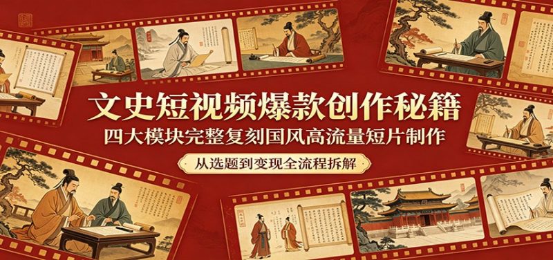 文史短视频爆款创作秘籍：四大模块完整复刻国风高流量短片制作 - 严选资源大全 - 严选资源大全