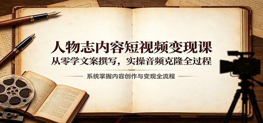 人物志内容短视频变现课：从零学文案撰写，实操音频克隆全过程 - 严选资源大全