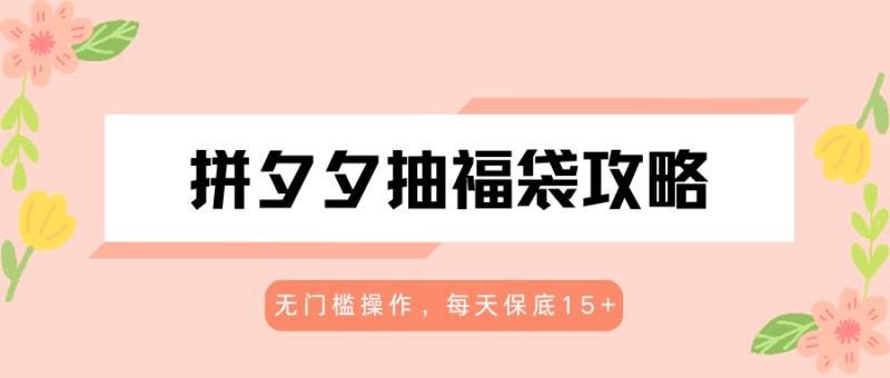 拼夕夕抽福袋攻略，无门槛操作，每天保底15+ - 严选资源大全 - 严选资源大全