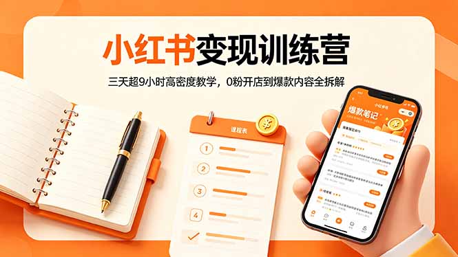 小红书变现训练营：三天超9小时高密度教学，0粉开店到爆款内容全拆解 - 严选资源大全
